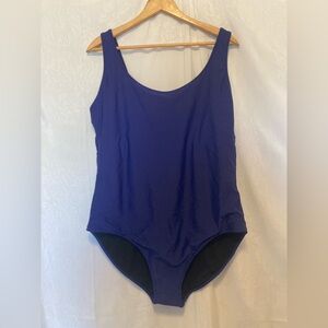 Womens XXL Crisscross Back Blue One Piece Swimsuit